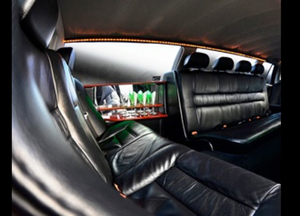 beautiful leather interior of rental limousine